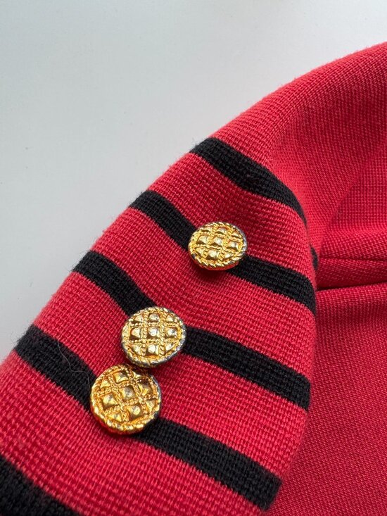 Vintage 00's MEDICI by Gill Harvey Red Acrylic Wool Knit Long Cardigan, Size 14 - Picture 9 of 13